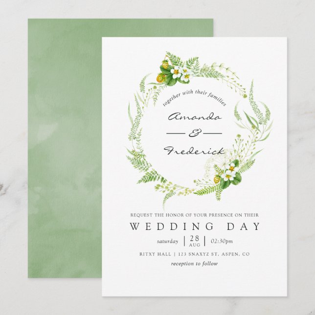 Invitación Boda de vegetación acuática (Anverso / Reverso)