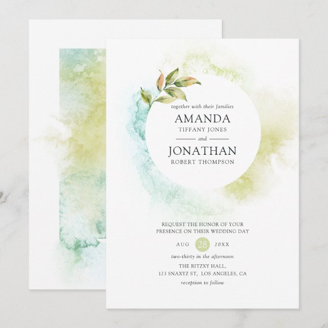 Invitación Boda de vegetación acuática (Anverso / Reverso)