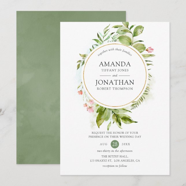 Invitación Boda de vegetación acuática (Anverso / Reverso)
