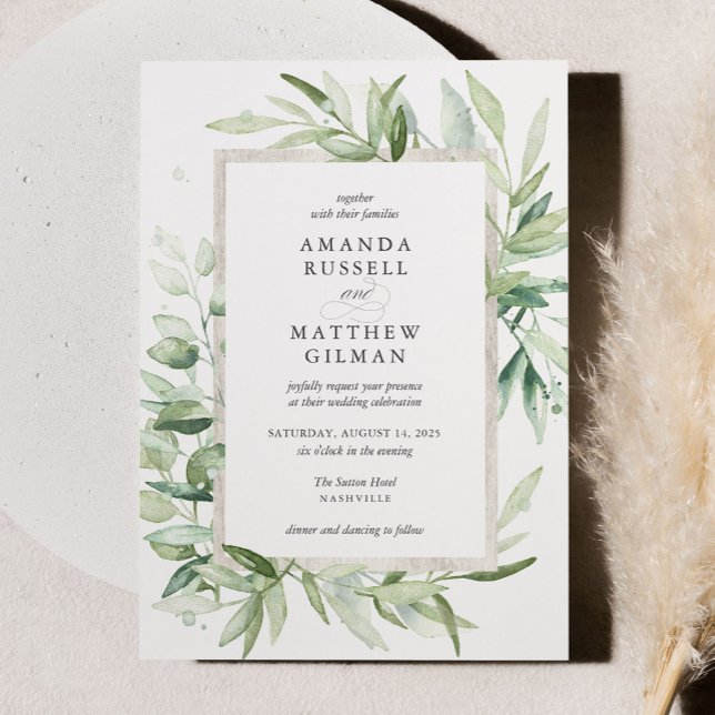 Invitación Boda de vegetación botánica de eucalipto rústico (Subido por el creador)