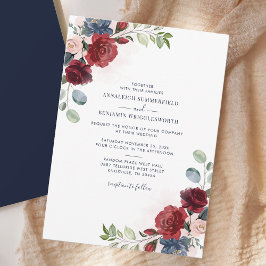 Invitación Boda de vegetación botánica floral borgoñona