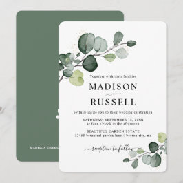 Invitación Boda de vegetación con salpicaduras de oro de euca