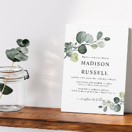 Invitación Boda de vegetación con salpicaduras de oro de euca