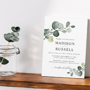 Invitación Boda de vegetación con salpicaduras de oro de euca