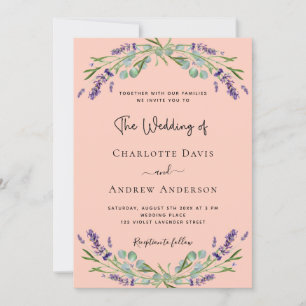 Invitación Boda de vegetación con violeta de durazno de melen