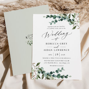 Invitación Boda de vegetación de acuarela rústica