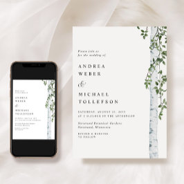 Invitación Boda de vegetación de álamo de abedul