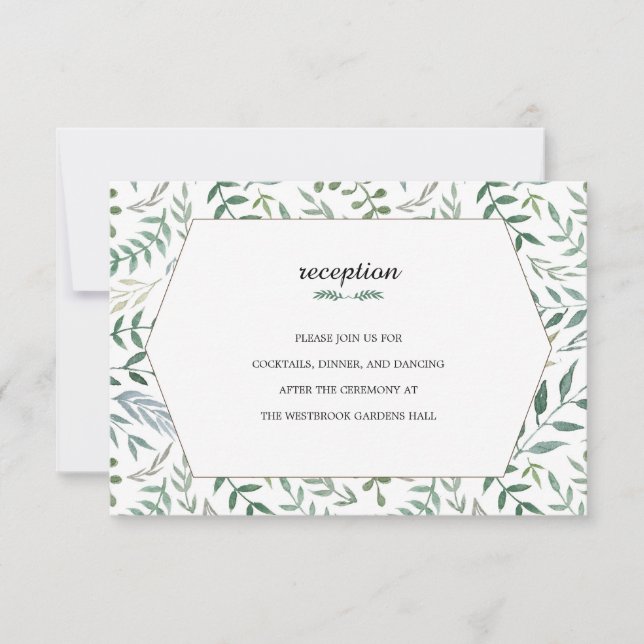 Invitación Boda de vegetación de color acuático (Anverso)