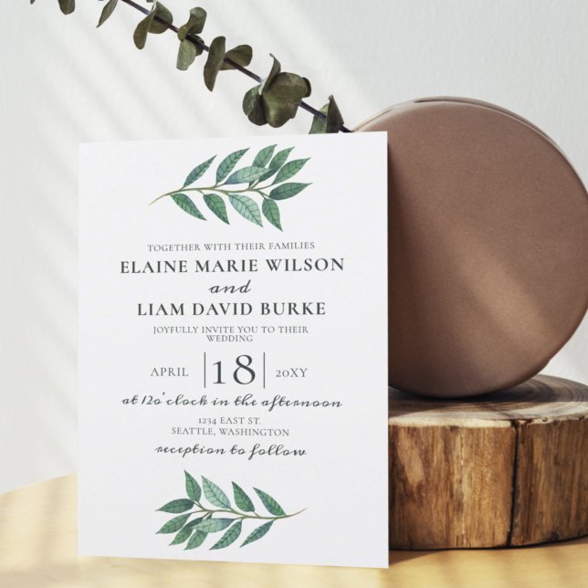 Invitación Boda de vegetación de color acuático (Subido por el creador)