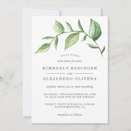 Invitación Boda de vegetación de color acuático elegante y rú