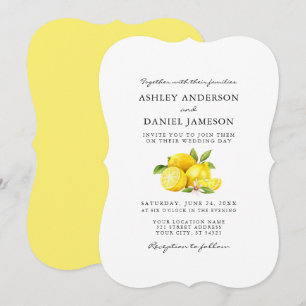 Invitación Boda de vegetación de color de agua Lemons