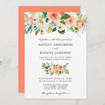 Boda de vegetación de coral floral acuarela