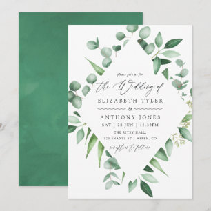 Invitación Boda de vegetación de eucalipto acuarela