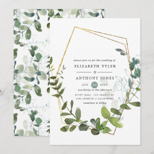 Invitación Boda de vegetación de eucalipto acuarela