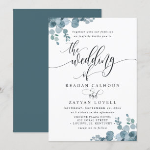 Invitación Boda de vegetación de eucalipto azul polvoriento