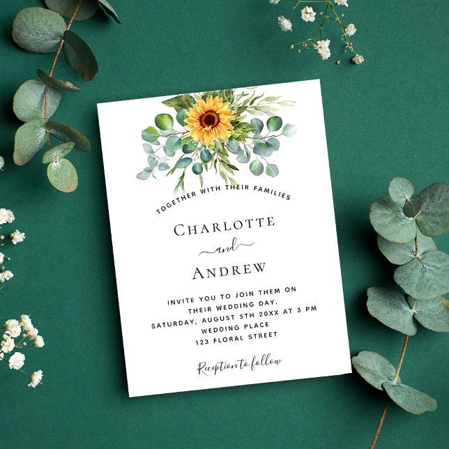 Invitación Boda de vegetación de eucalipto de girasol (Subido por el creador)