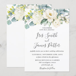 Invitación Boda de vegetación de eucalipto floral blanco marf