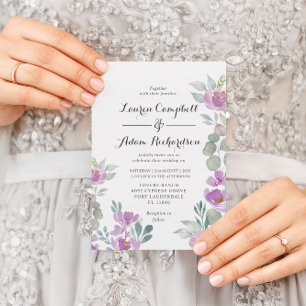 Invitación Boda de vegetación de eucalipto rosa de Rubor ruso