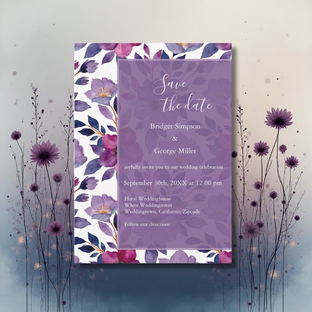 Invitación boda de vegetación de flores silvestres coloridas  (Subido por el creador)