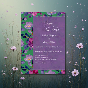 Invitación boda de vegetación de flores silvestres coloridas 