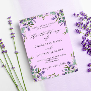 Invitación Boda de vegetación de flores violeta de lavanda