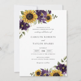 Invitación Boda de vegetación de flores violetas moradas de g