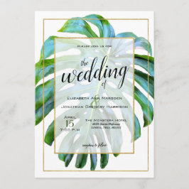 Invitación Boda de vegetación de la foto de la hoja tropical
