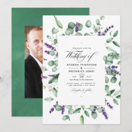Invitación Boda de vegetación de lavanda de eucalipto