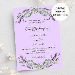 Invitación Boda de vegetación de lavanda violeta eucalipto