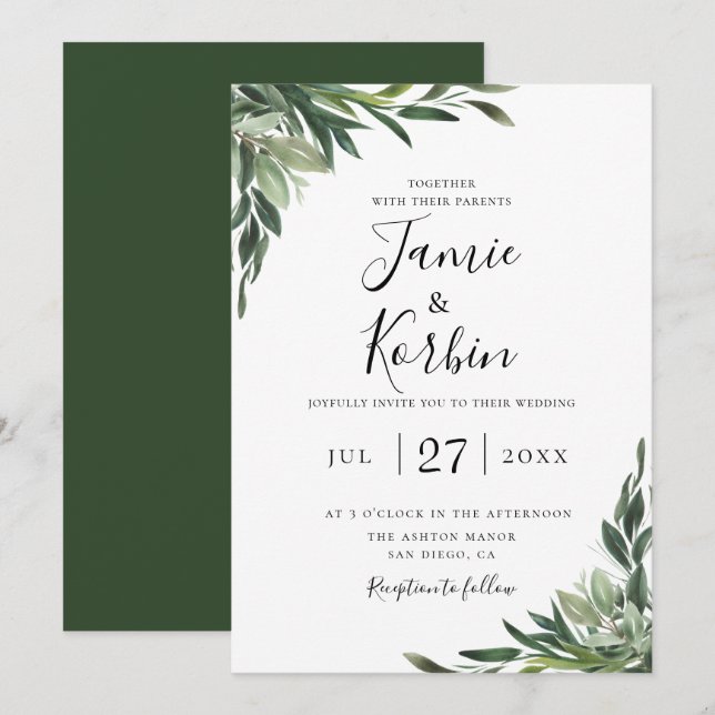 Invitación Boda de vegetación de Moda rusa (Anverso / Reverso)