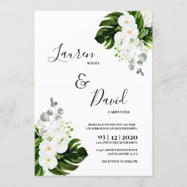 Invitación Boda de vegetación de orquídeas blancas tropicales