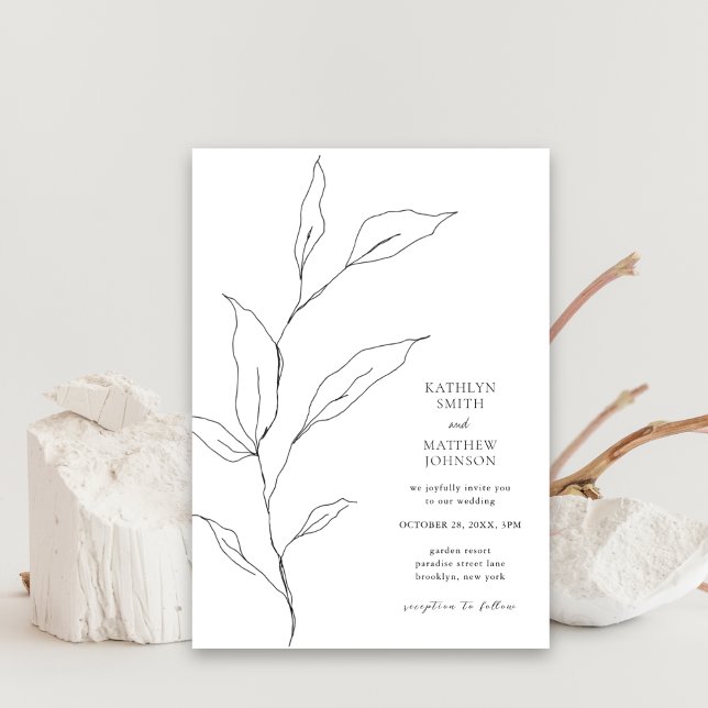 Invitación Boda de vegetación de rama de hojas de oliva minim (Subido por el creador)
