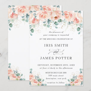 Invitación Boda de vegetación de Rosas florales rústicos
