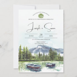 Invitación Boda de vegetación del lago de la montaña Rustic W