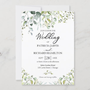 Invitación Boda de vegetación elegante de eucalipto
