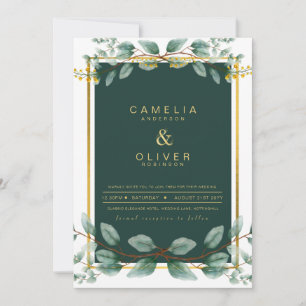 Invitación Boda de vegetación esmeralda naturaleza botánica i