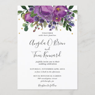 Invitación Boda de vegetación floral de ciruela púrpura