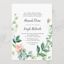 Invitación boda de vegetación floral de durazno pintado
