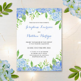 Invitación Boda de vegetación floral de Hydrangea azul