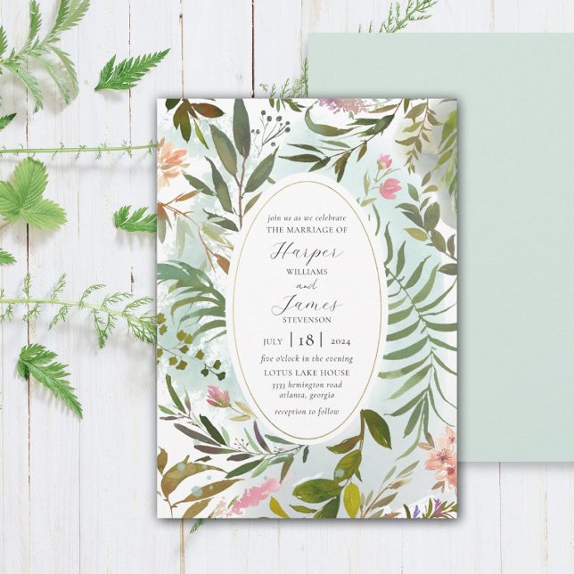 Invitación Boda de vegetación floral de naturaleza rústica in (Subido por el creador)