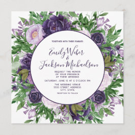 Invitación Boda de vegetación floral de Plum Purple Lavender