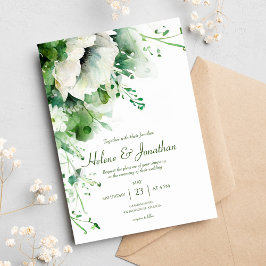 Invitación Boda de vegetación floral verde esmeralda