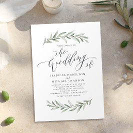 Invitación Boda de vegetación rústica de caligrafía simple