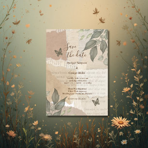 Invitación boda de vegetación vintage de boho moda caja fuert