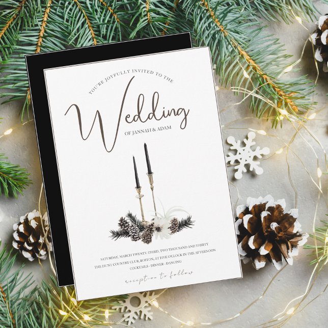 Invitación Boda de velas de Navidades blancos y negros gótico (Subido por el creador)
