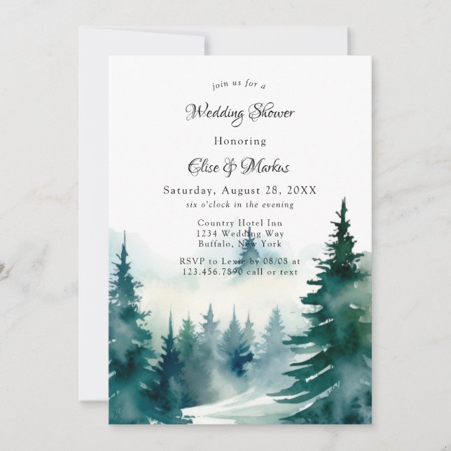 Invitación Boda de veneración del árbol de navidad de inviern (Anverso)