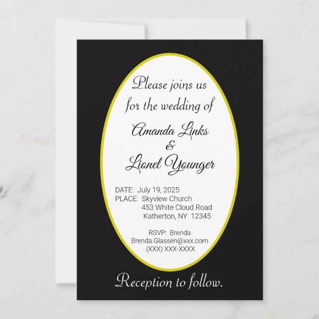 Invitación Boda de ventana blanca y negra (Anverso)
