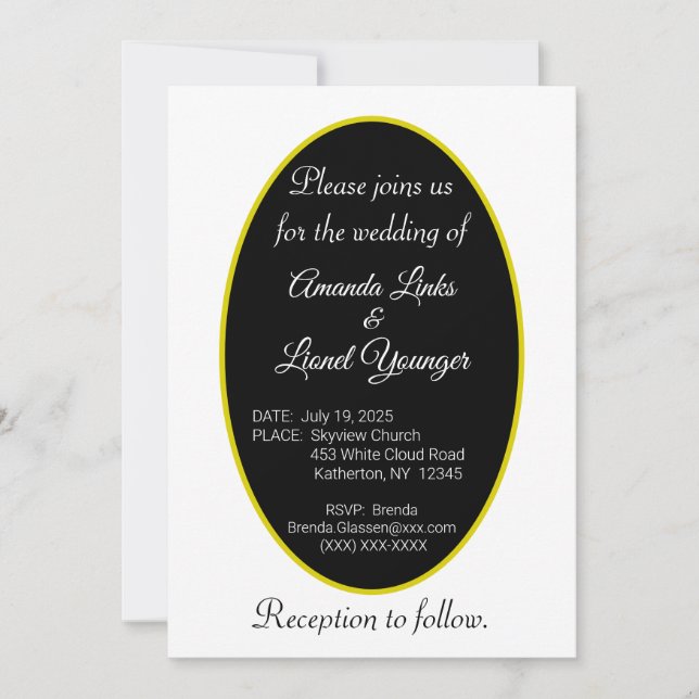 Invitación Boda de ventana en blanco y negro (Anverso)