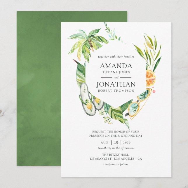 Invitación Boda de verano (Anverso / Reverso)