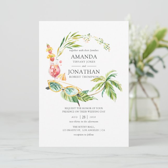 Invitación Boda de verano (Anverso de pie)